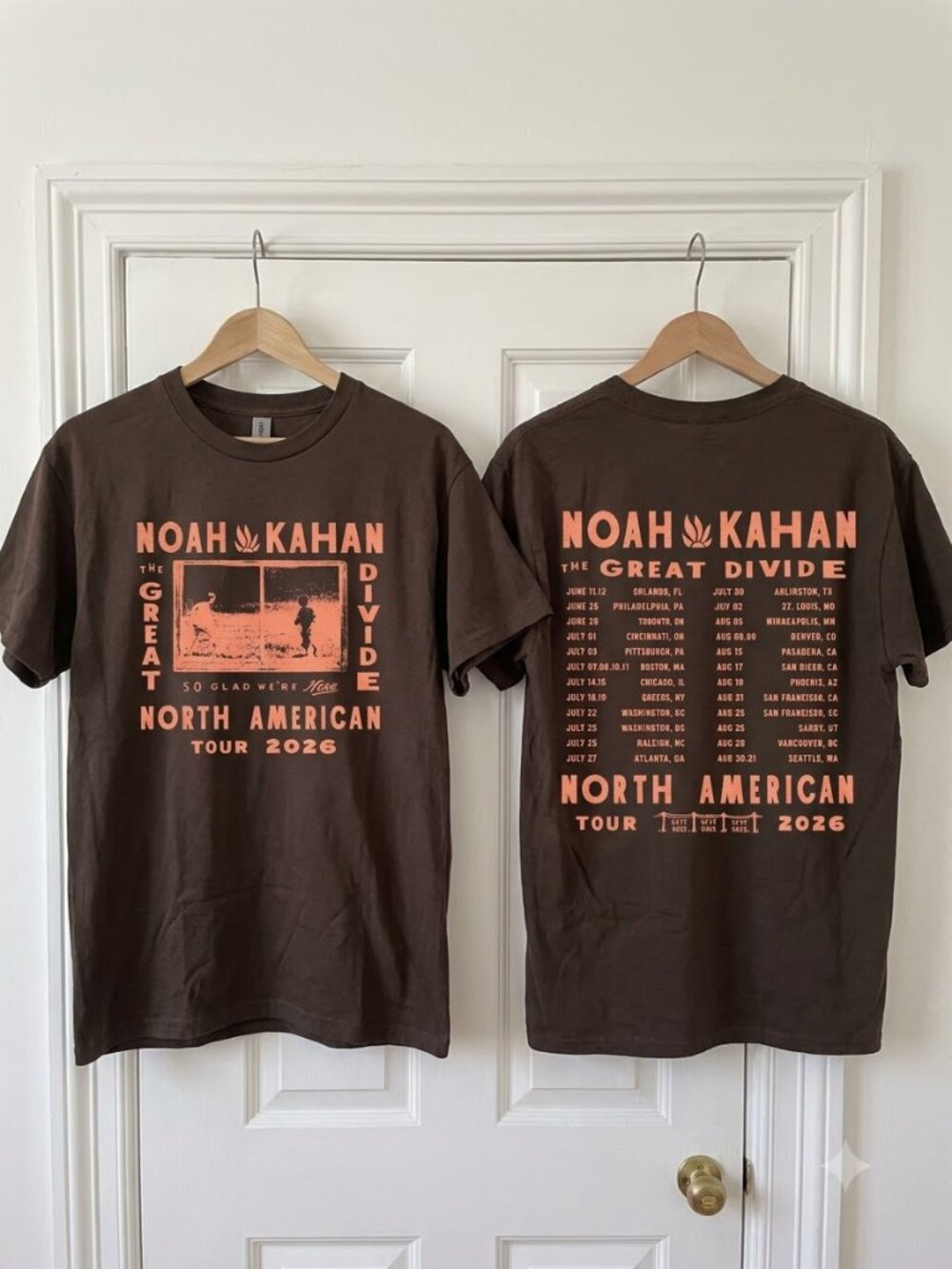 Noah Kahan "The Great Divide" North American Tour 2026 Tshirt Dark Chocolate